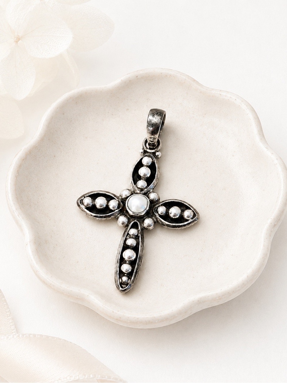 Vintage 925 Sterling Silver Designer Cross Pendant